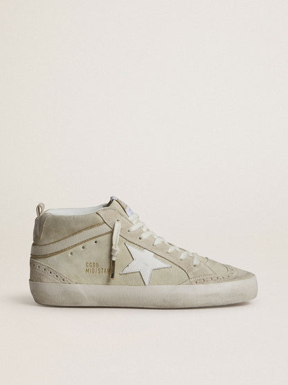 Mid Star in light gray suede with white leather star - Golden Goose Women