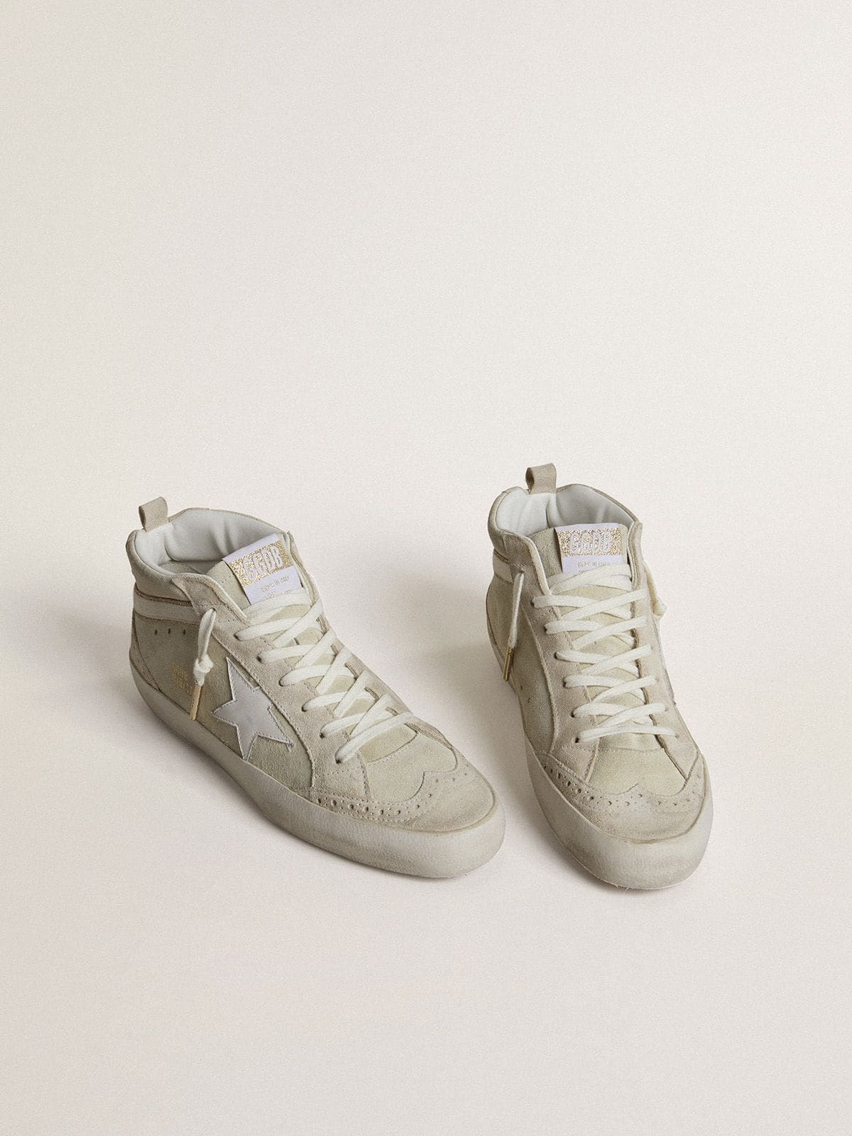 Mid Star in light gray suede with white leather star - Golden Goose Women