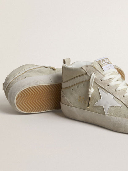 Mid Star in light gray suede with white leather star - Golden Goose Women