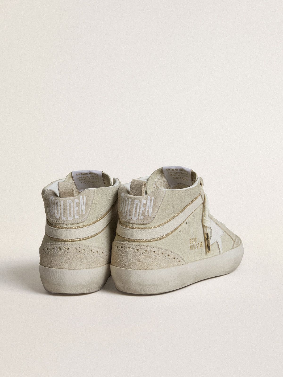 Mid Star in light gray suede with white leather star - Golden Goose Women