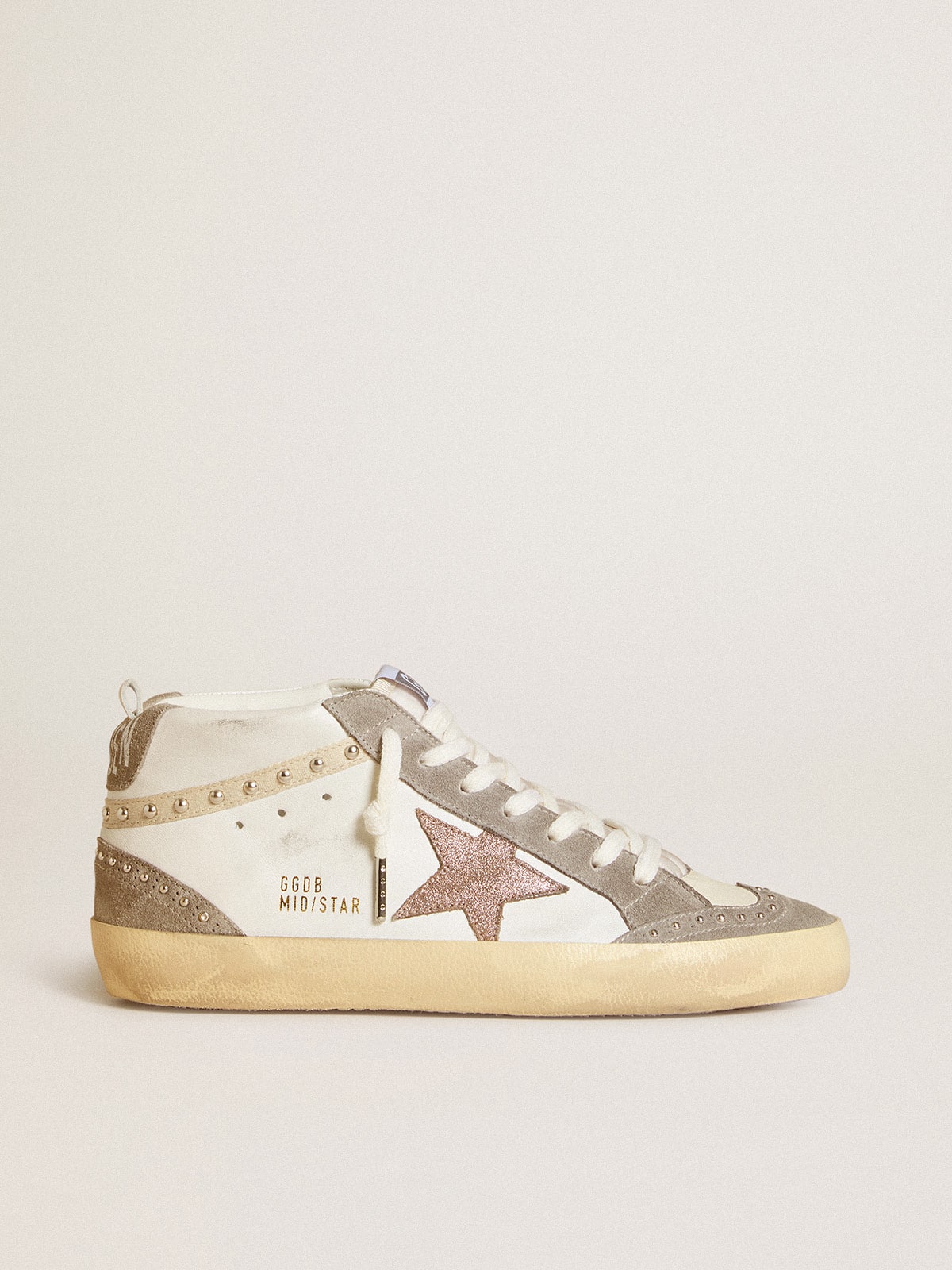 Women's Mid Star in nappa and suede with light brown metallic leather star - Golden Goose Women