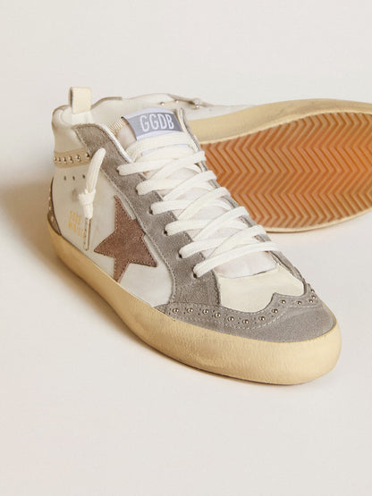 Women's Mid Star in nappa and suede with light brown metallic leather star - Golden Goose Women