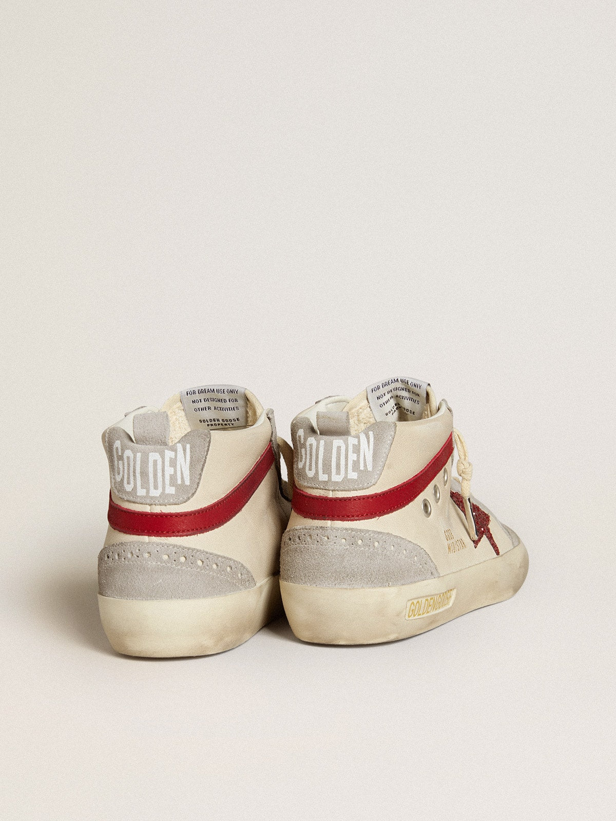 Women’s Mid Star in leather with glitter star and red nubuck flash - Golden Goose Women