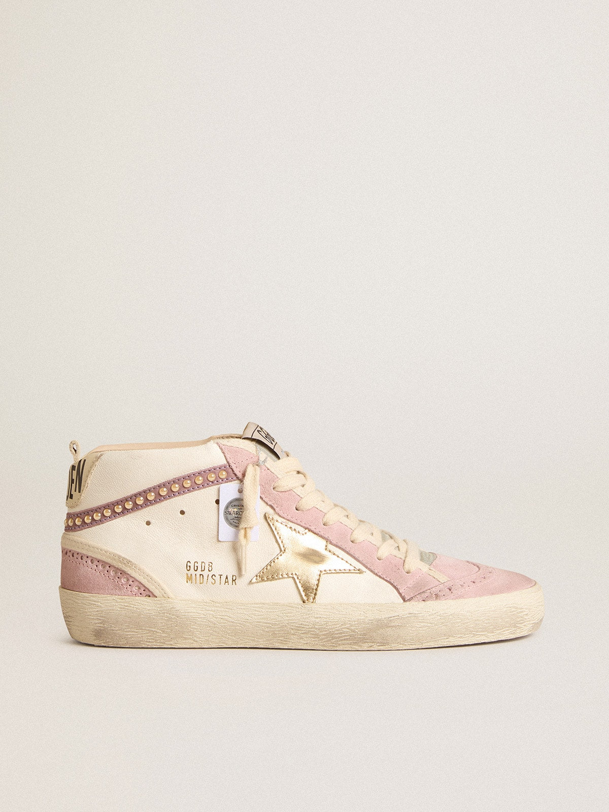 Mid Star with gold leather star and pink suede flash with pearls - Golden Goose Women