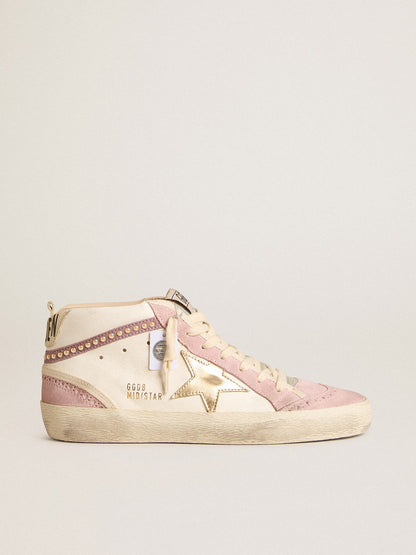 Mid Star with gold leather star and pink suede flash with pearls - Golden Goose Women