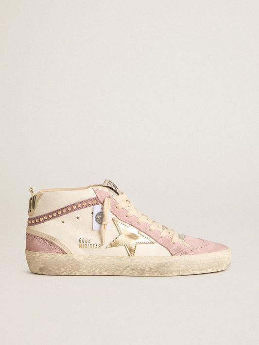 Mid Star with gold leather star and pink suede flash with pearls - Golden Goose Women