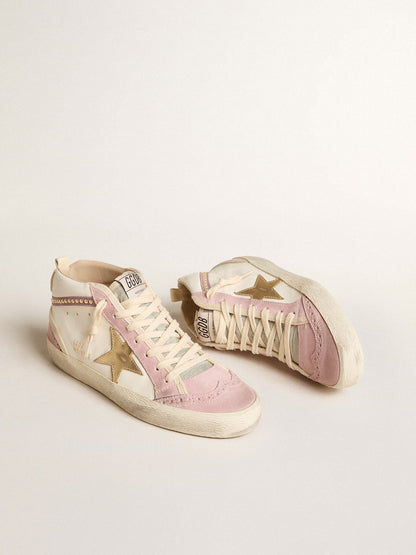 Mid Star with gold leather star and pink suede flash with pearls - Golden Goose Women