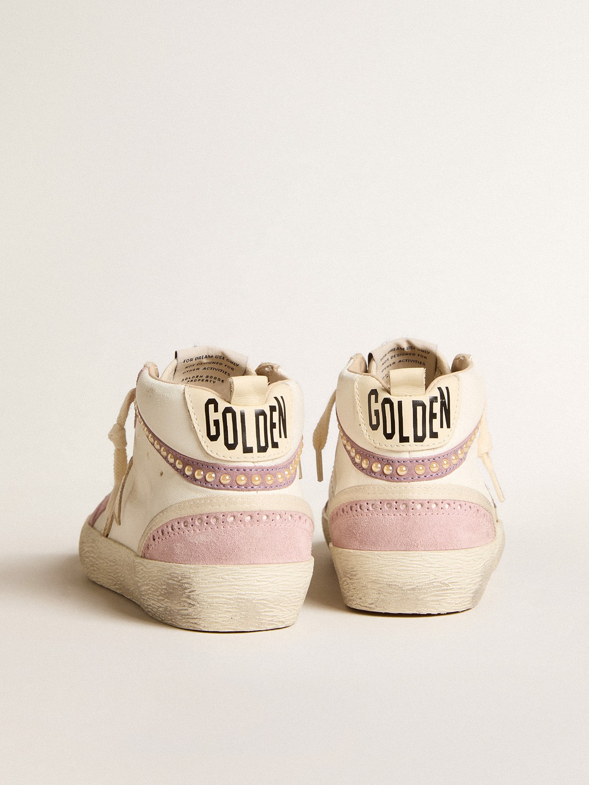 Mid Star with gold leather star and pink suede flash with pearls - Golden Goose Women