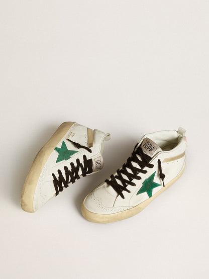 Women's Bio-based Mid Star with green suede star and pink suede heel tab - Golden Goose Women
