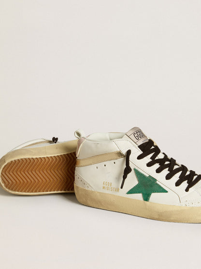 Women's Bio-based Mid Star with green suede star and pink suede heel tab - Golden Goose Women