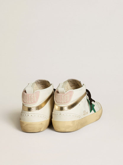 Women's Bio-based Mid Star with green suede star and pink suede heel tab - Golden Goose Women