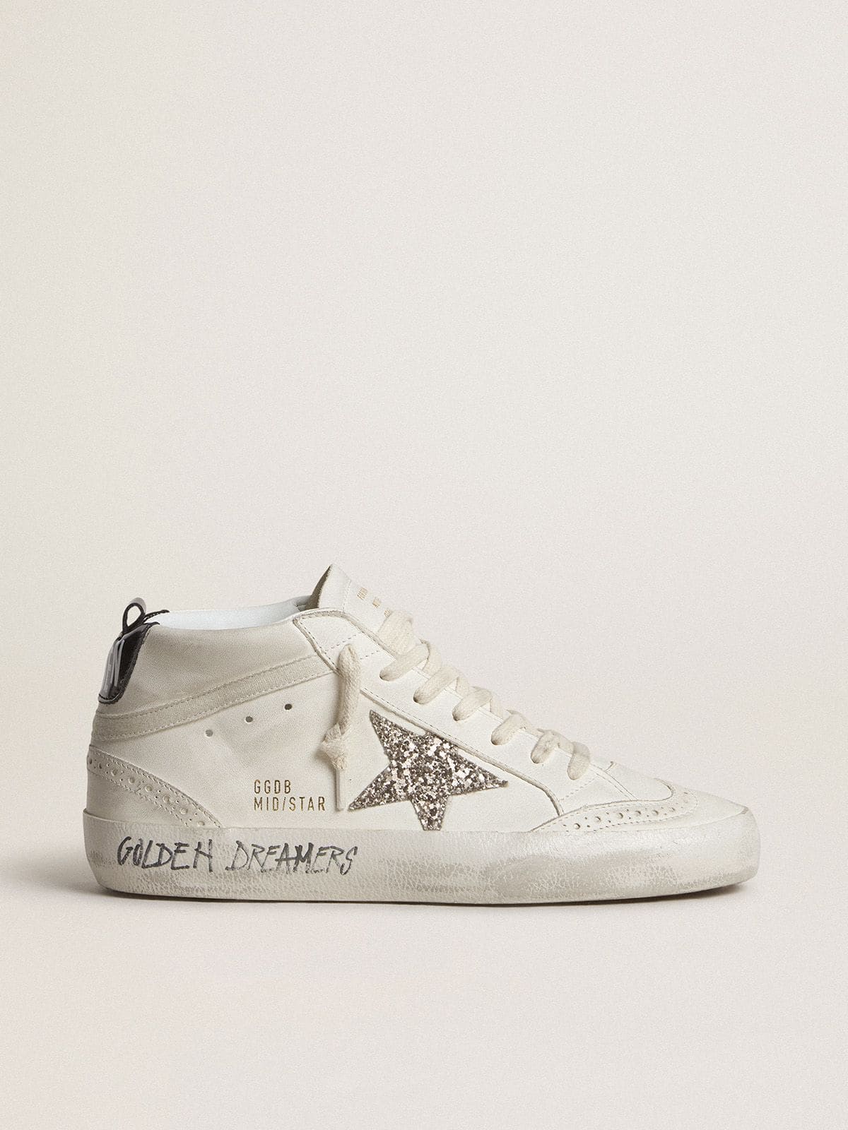 Women's Mid Star with silver glitter star and black laminated heel tab - Golden Goose Women
