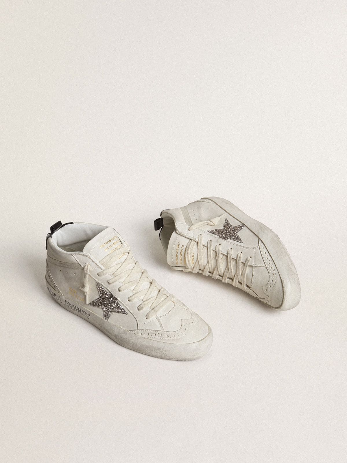 Women's Mid Star with silver glitter star and black laminated heel tab - Golden Goose Women