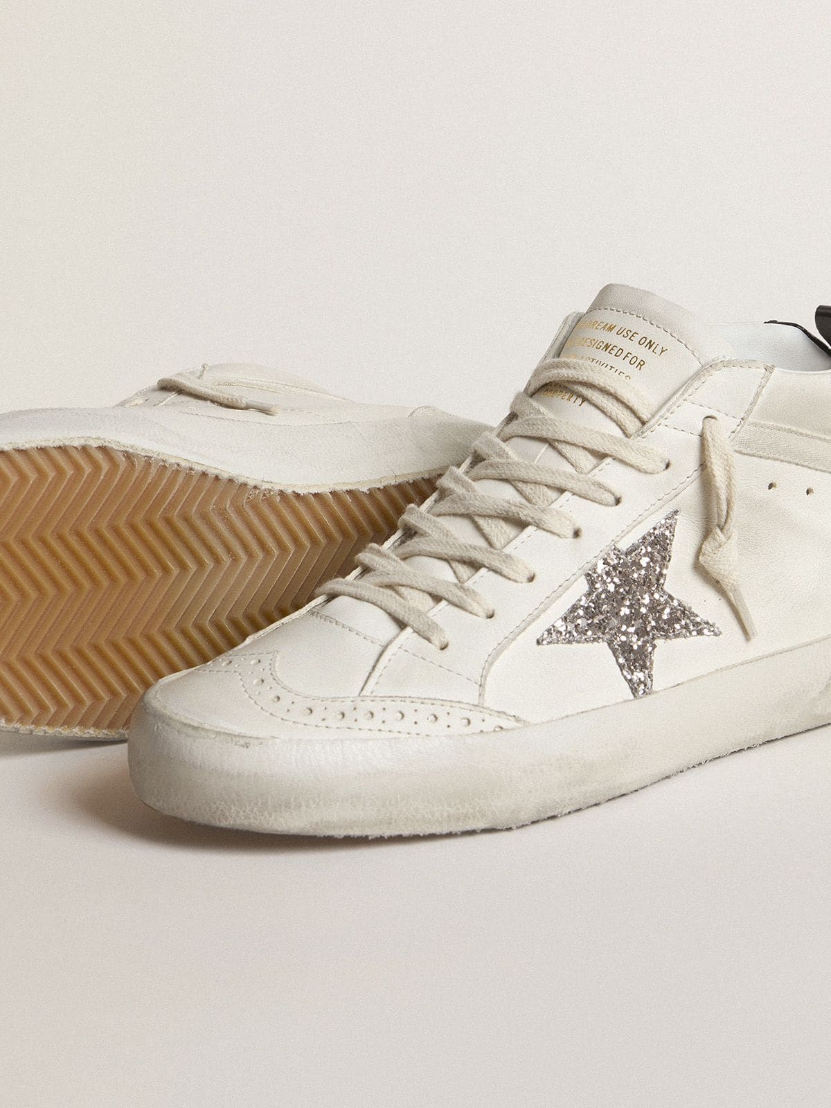 Women's Mid Star with silver glitter star and black laminated heel tab - Golden Goose Women