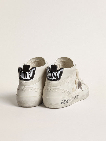 Women's Mid Star with silver glitter star and black laminated heel tab - Golden Goose Women