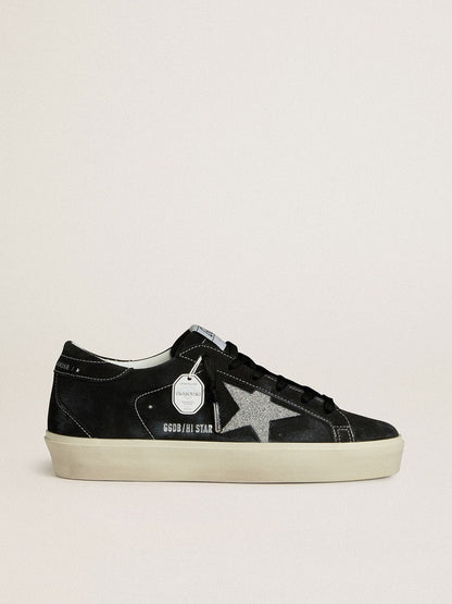 Women's Hi Star in black suede with silver Swarovski crystal star - Golden Goose Women
