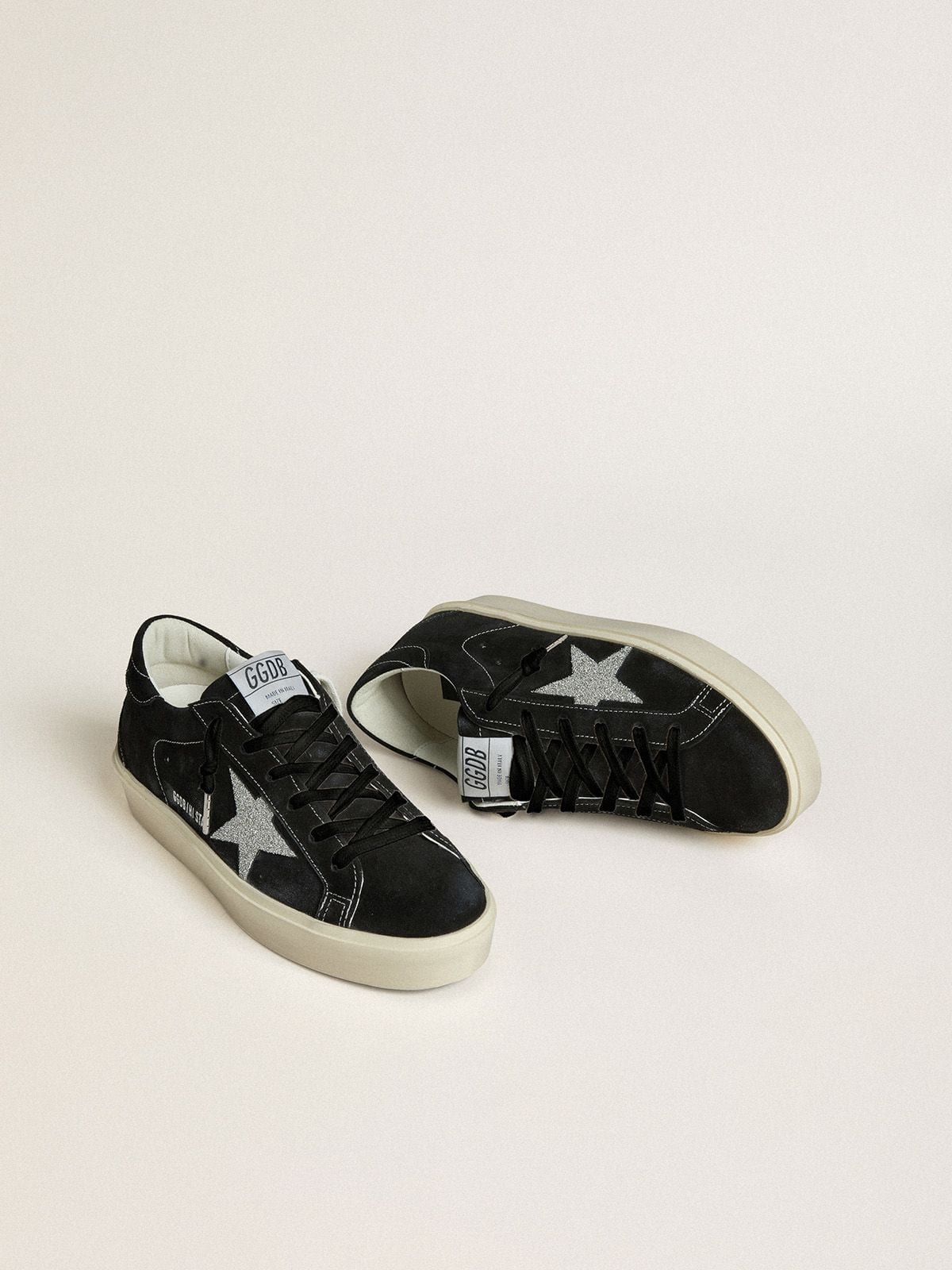 Women's Hi Star in black suede with silver Swarovski crystal star - Golden Goose Women