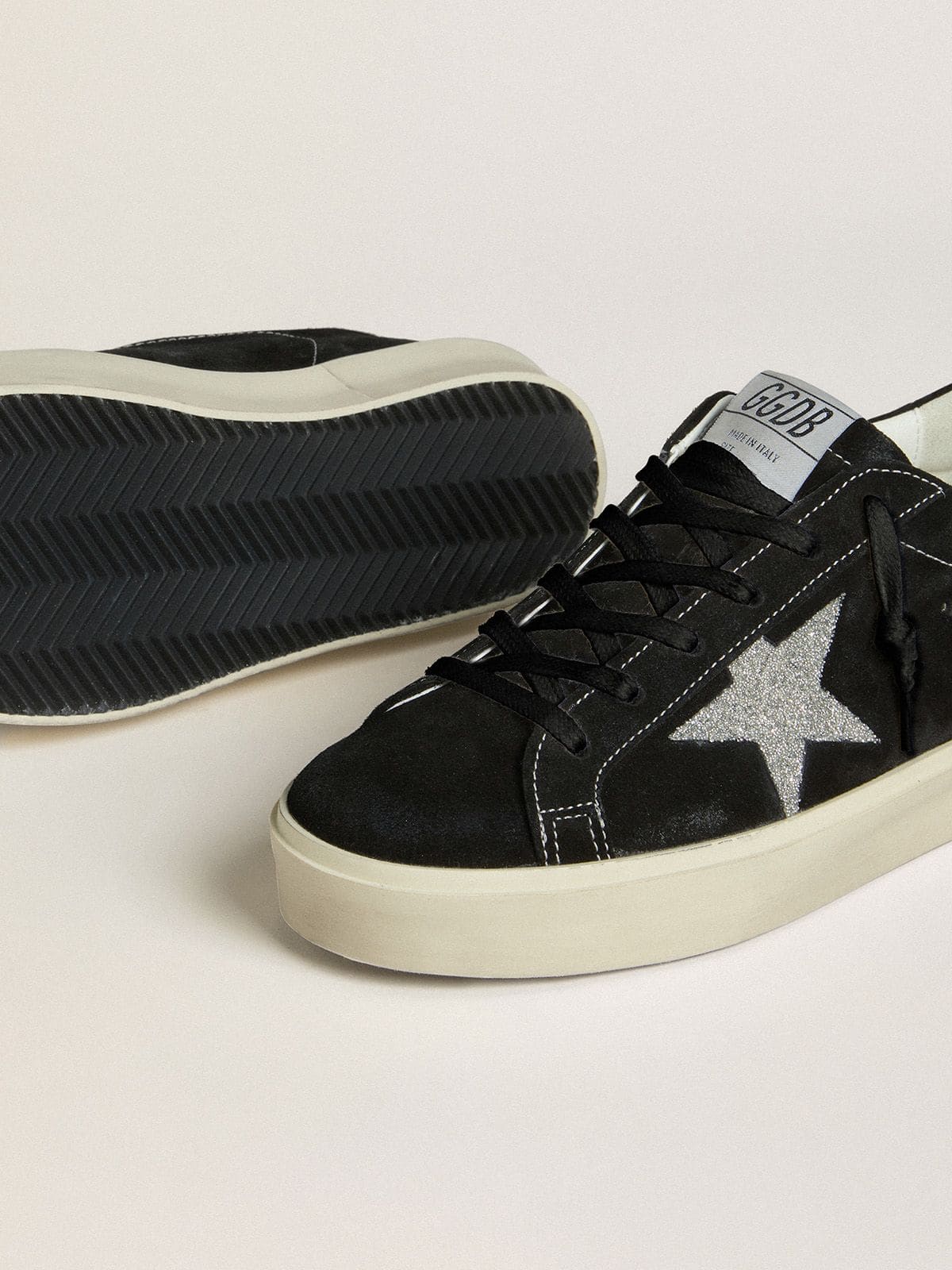 Women's Hi Star in black suede with silver Swarovski crystal star - Golden Goose Women