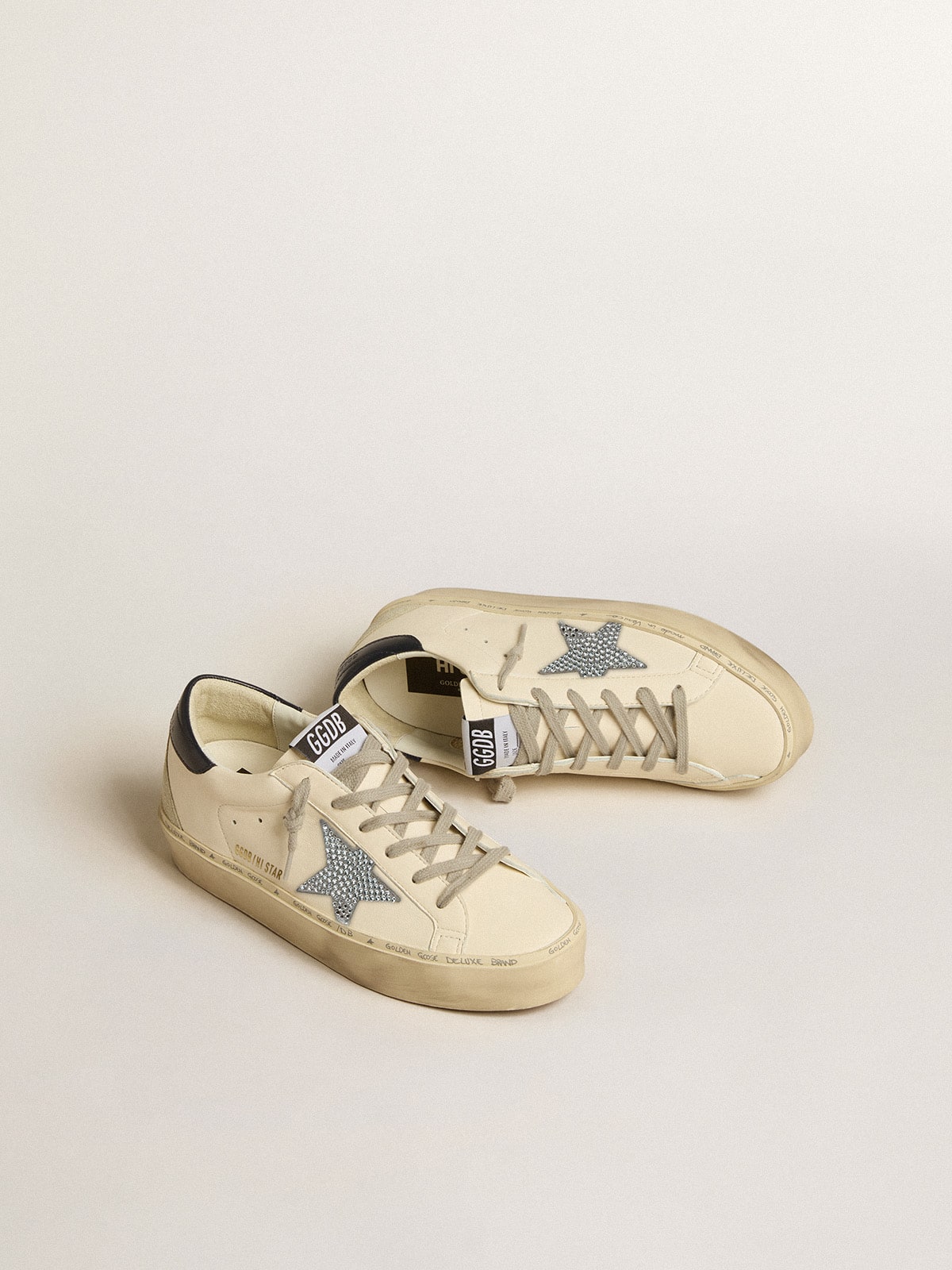 Hi Star in nappa with Swarovski crystal star and dark blue leather heel tab - Golden Goose Women