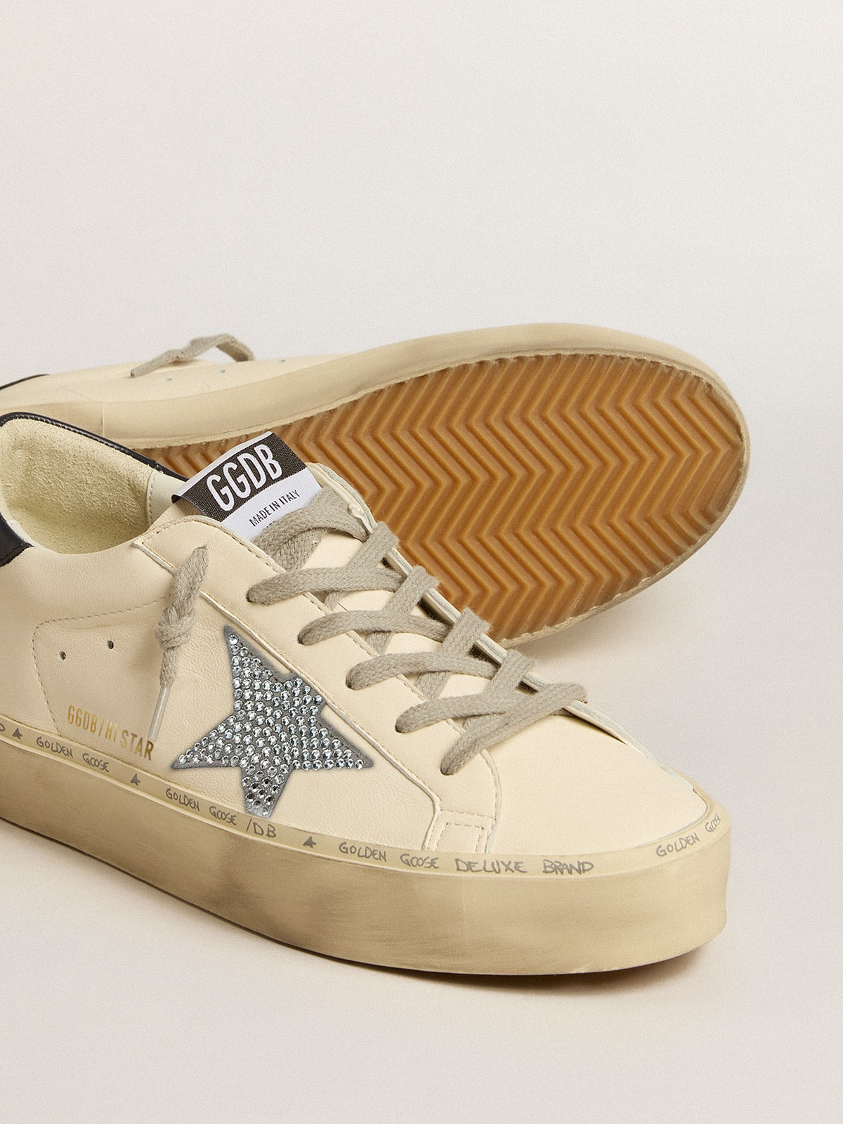 Hi Star in nappa with Swarovski crystal star and dark blue leather heel tab - Golden Goose Women