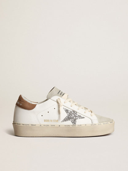 Women’s Hi Star with silver glitter star and dove-gray nubuck heel tab - Golden Goose Women