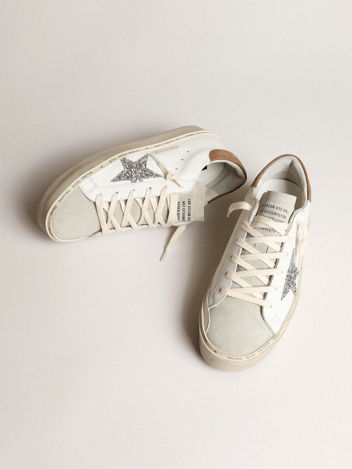 Women’s Hi Star with silver glitter star and dove-gray nubuck heel tab - Golden Goose Women