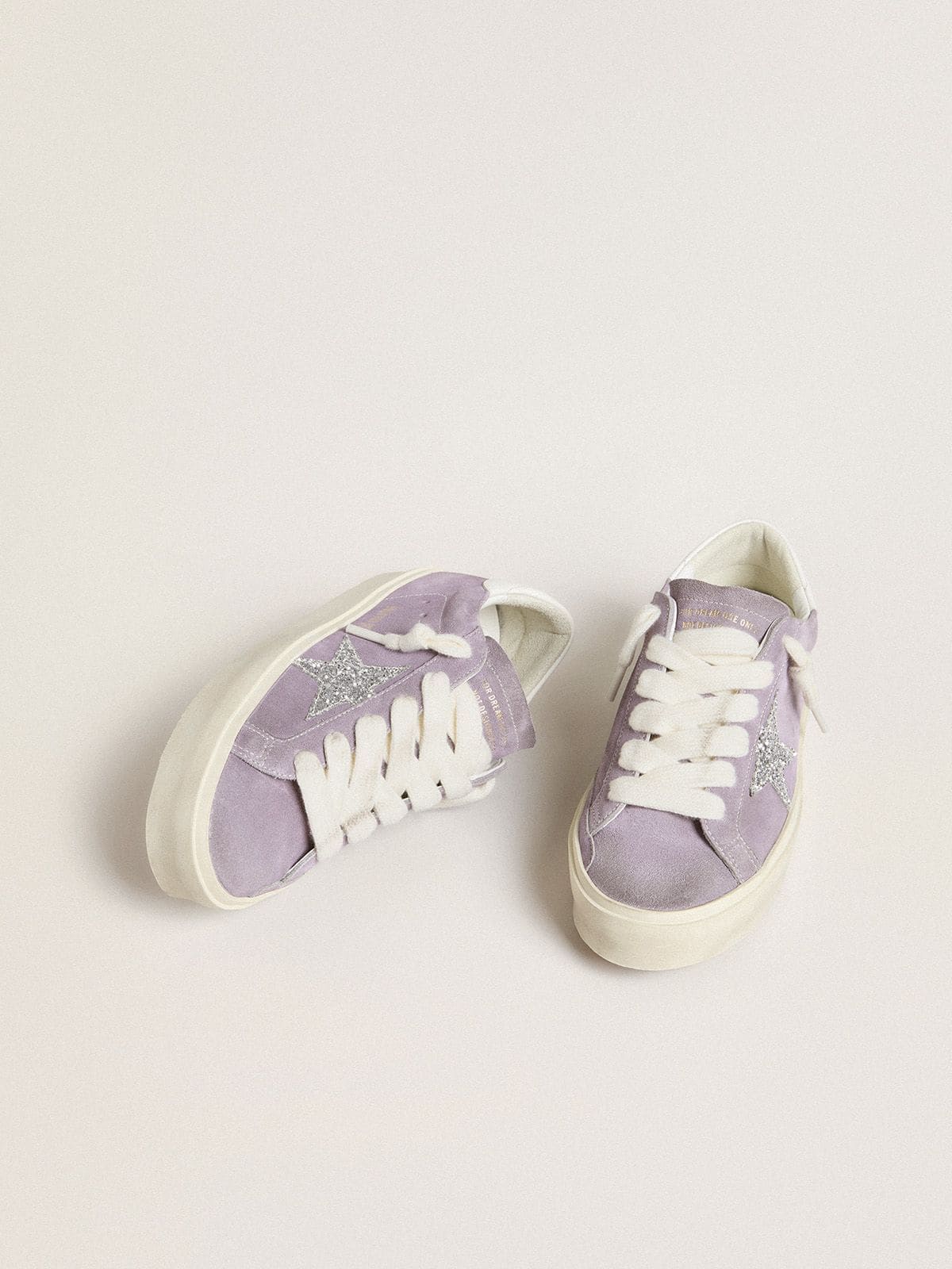 Women's Hi Star in purple suede with silver glitter star - Golden Goose Women