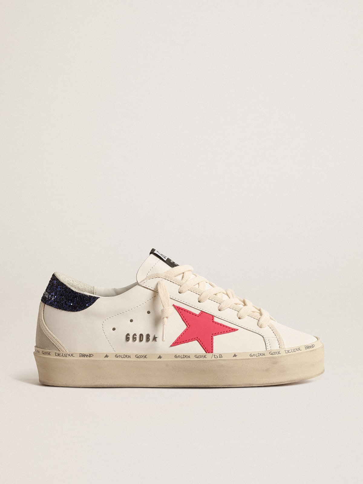 Hi Star with fuchsia leather star and blue glitter heel tab - Golden Goose Women