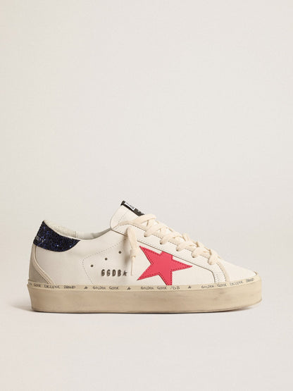 Hi Star with fuchsia leather star and blue glitter heel tab - Golden Goose Women