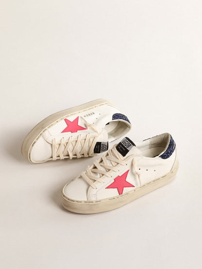 Hi Star with fuchsia leather star and blue glitter heel tab - Golden Goose Women