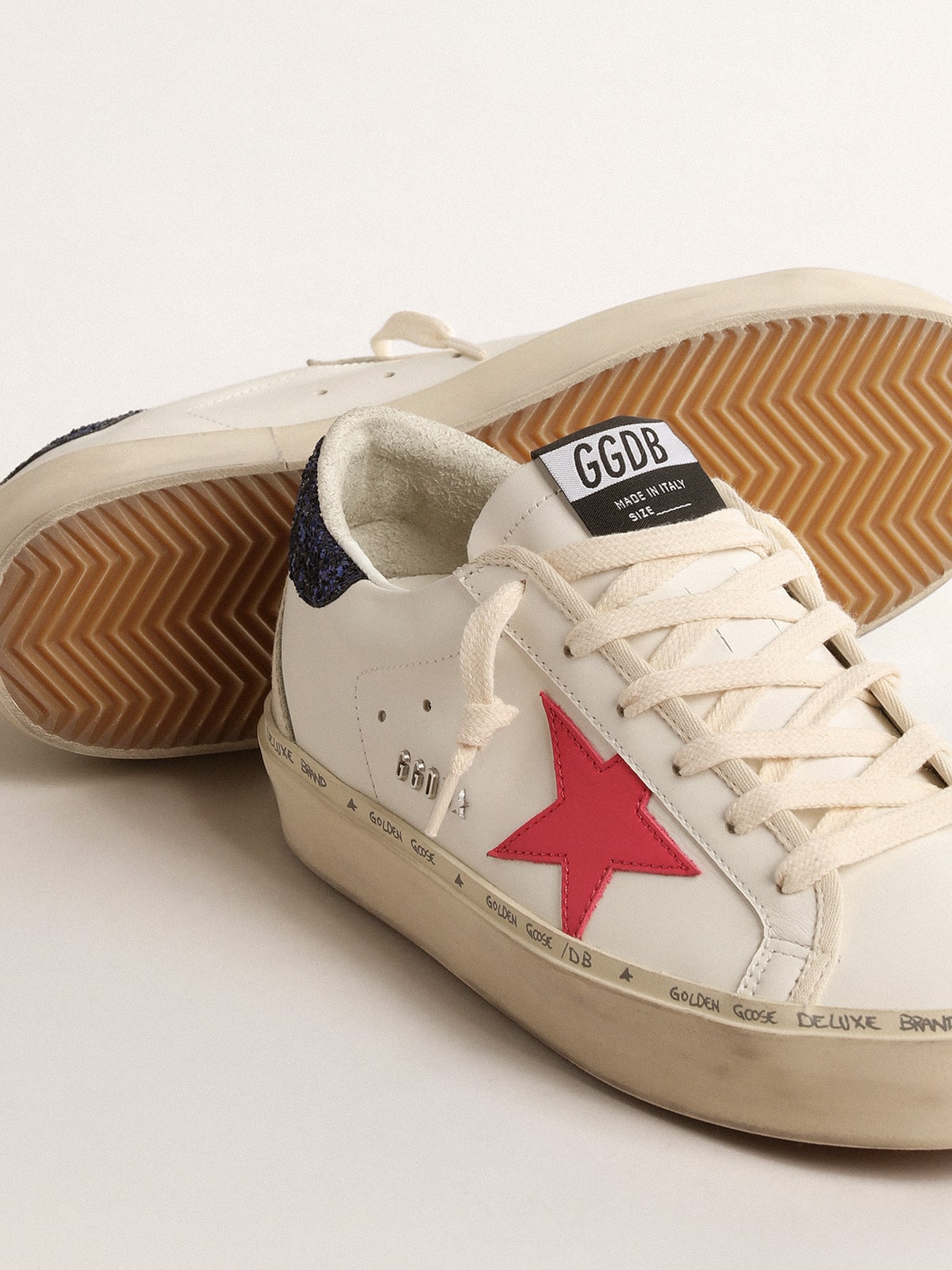 Hi Star with fuchsia leather star and blue glitter heel tab - Golden Goose Women