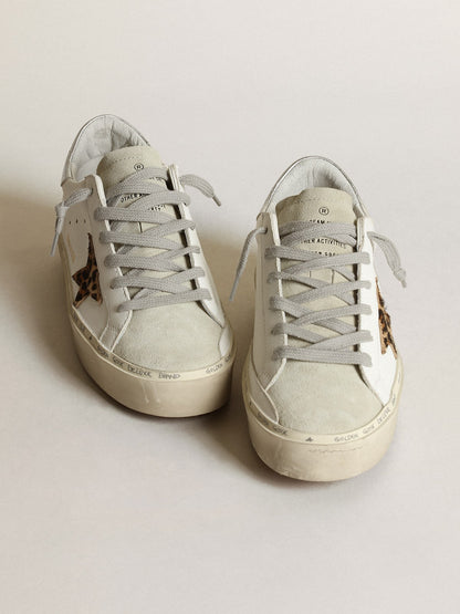 Women's Hi Star with star in leopard print pony skin and silver heel - Golden Goose Women