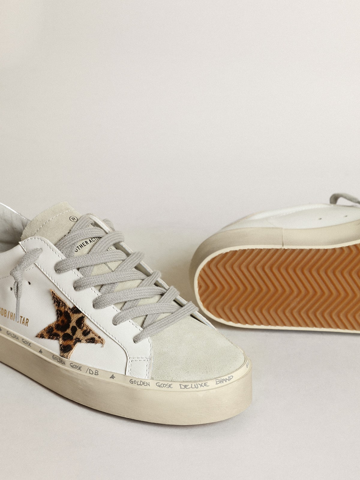 Women's Hi Star with star in leopard print pony skin and silver heel - Golden Goose Women