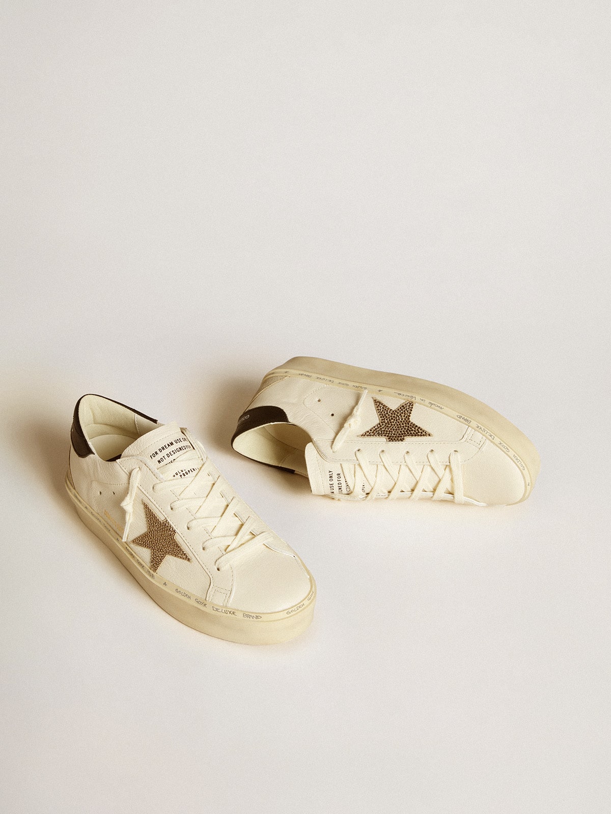 Hi Star  with Swarovski crystal star and black leather heel tab - Golden Goose Women