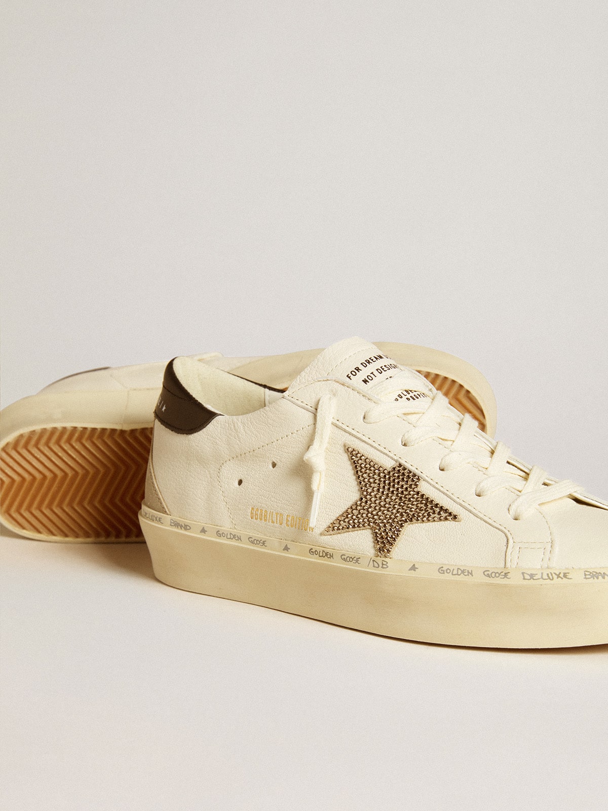 Hi Star  with Swarovski crystal star and black leather heel tab - Golden Goose Women