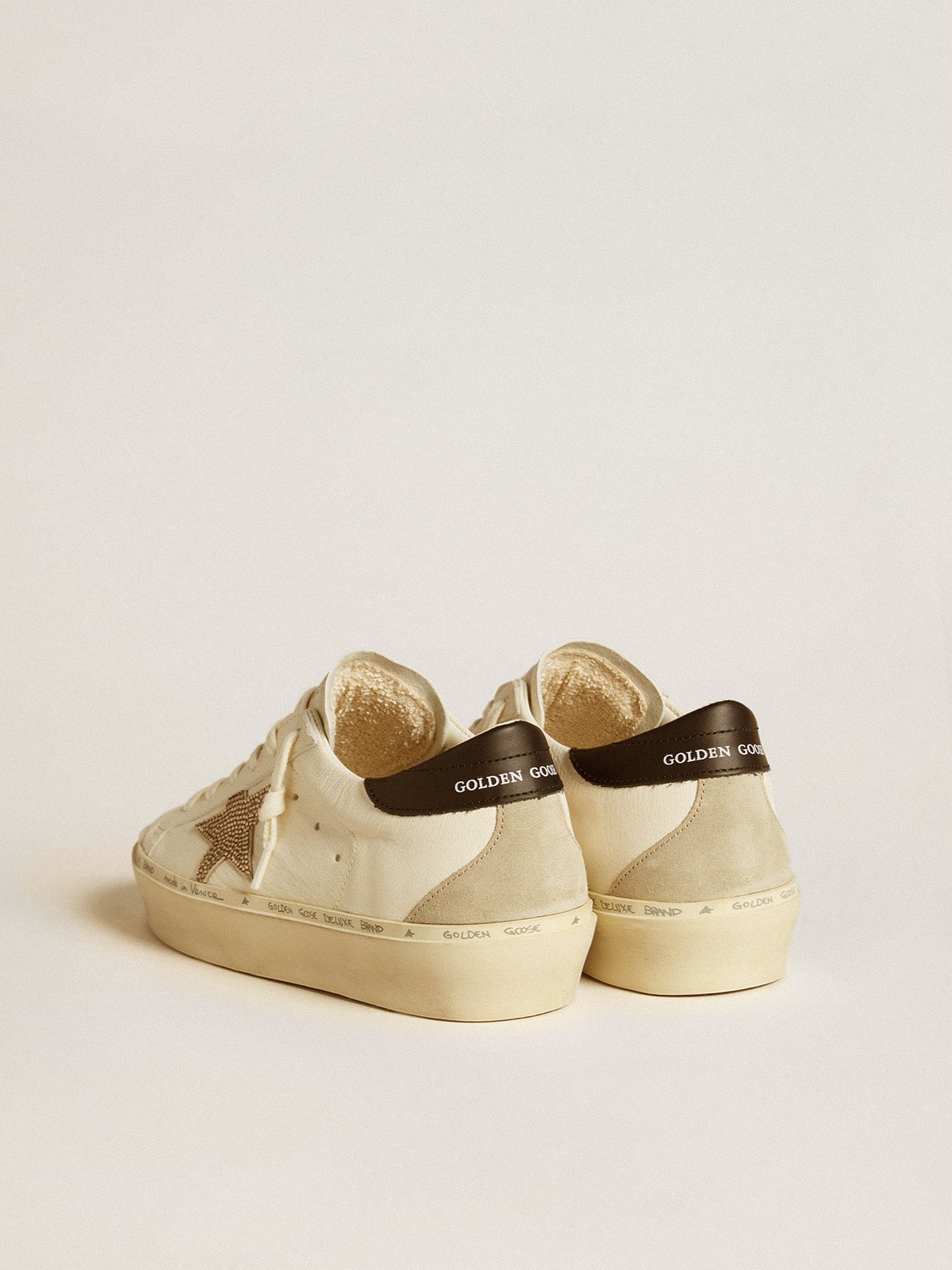 Hi Star  with Swarovski crystal star and black leather heel tab - Golden Goose Women