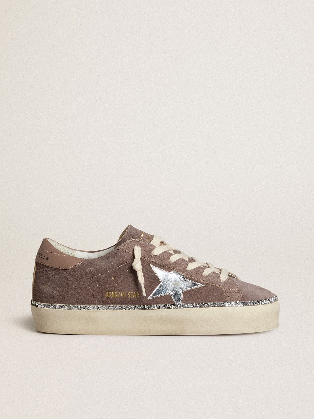 Women's Hi Star in suede with silver leather star and leather heel tab - Golden Goose Women
