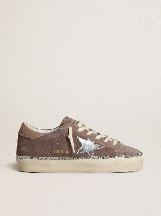 Women's Hi Star in suede with silver leather star and leather heel tab - Golden Goose Women