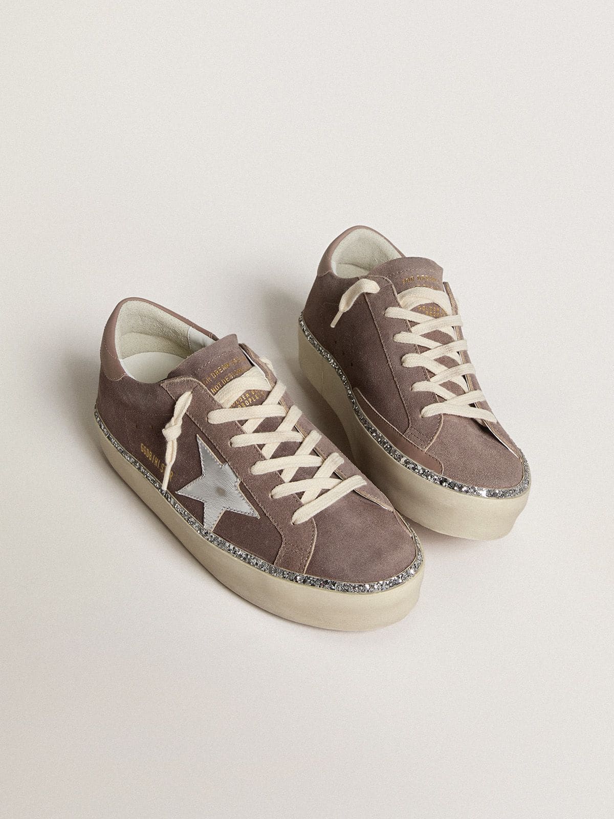 Women's Hi Star in suede with silver leather star and leather heel tab - Golden Goose Women