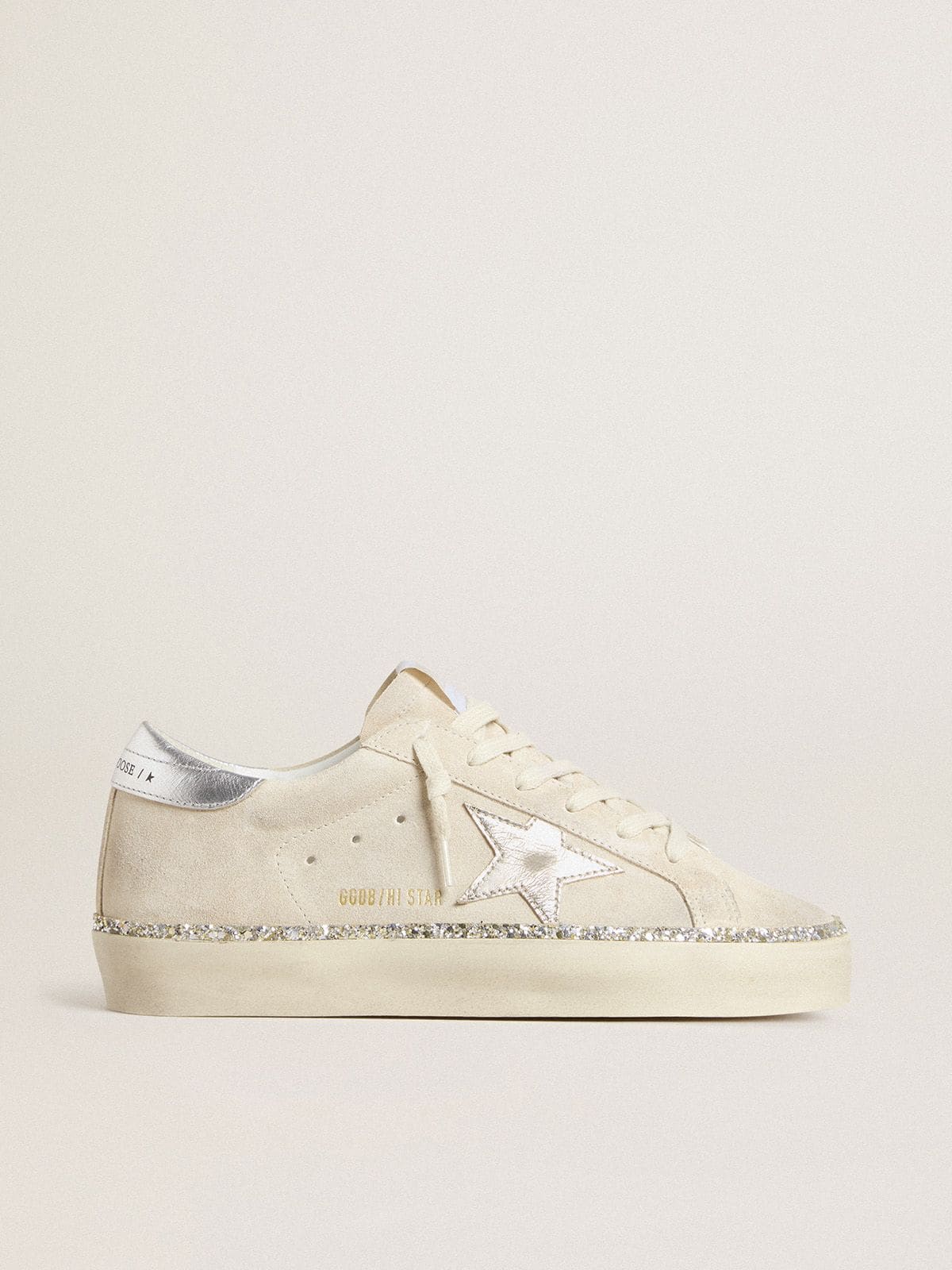 Hi Star in suede with silver metallic leather star and heel tab - Golden Goose Women