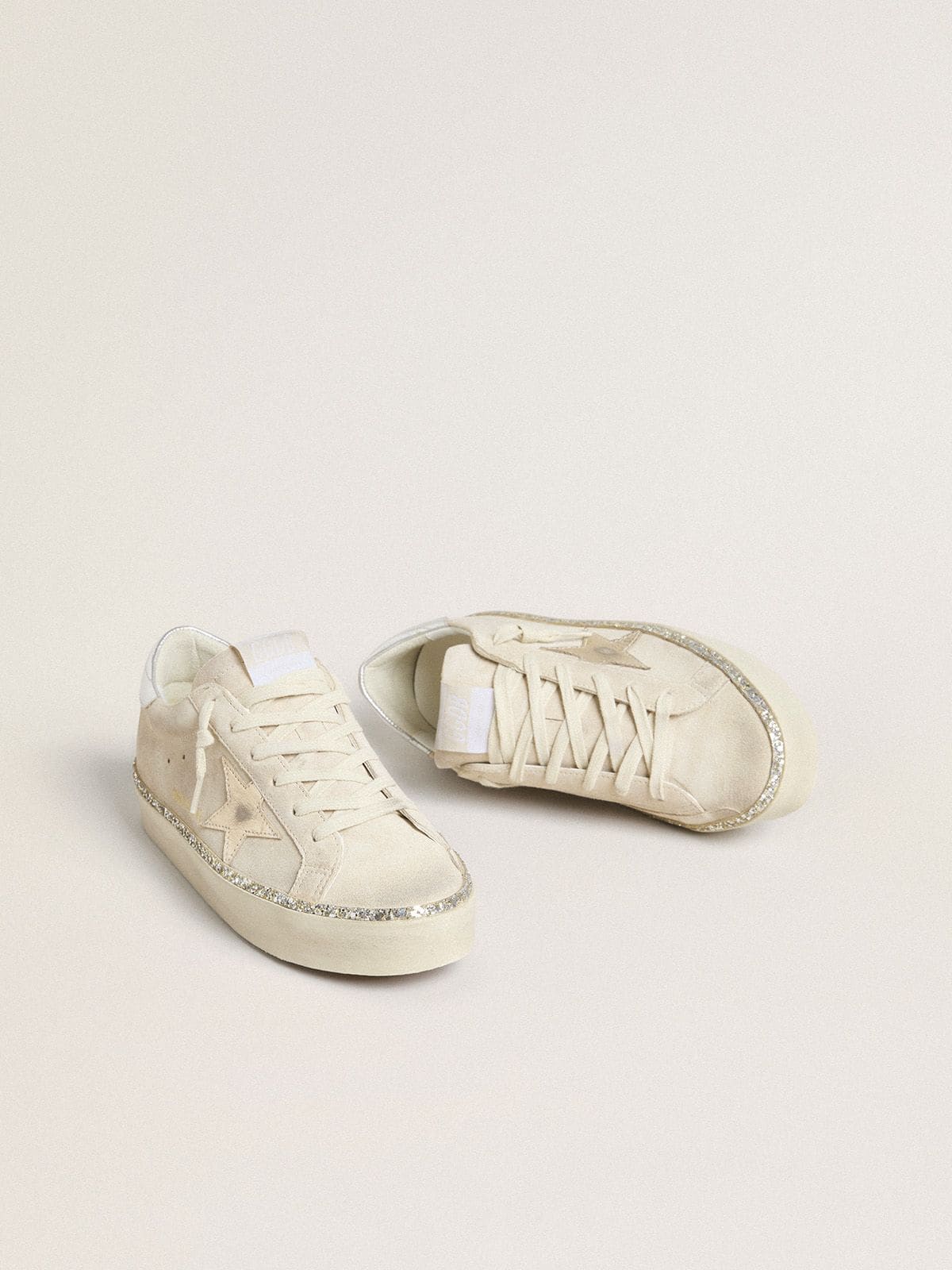 Hi Star in suede with silver metallic leather star and heel tab - Golden Goose Women