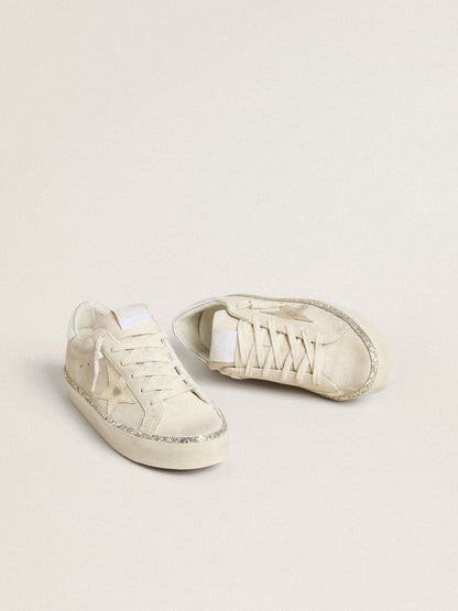 Hi Star in suede with silver metallic leather star and heel tab - Golden Goose Women