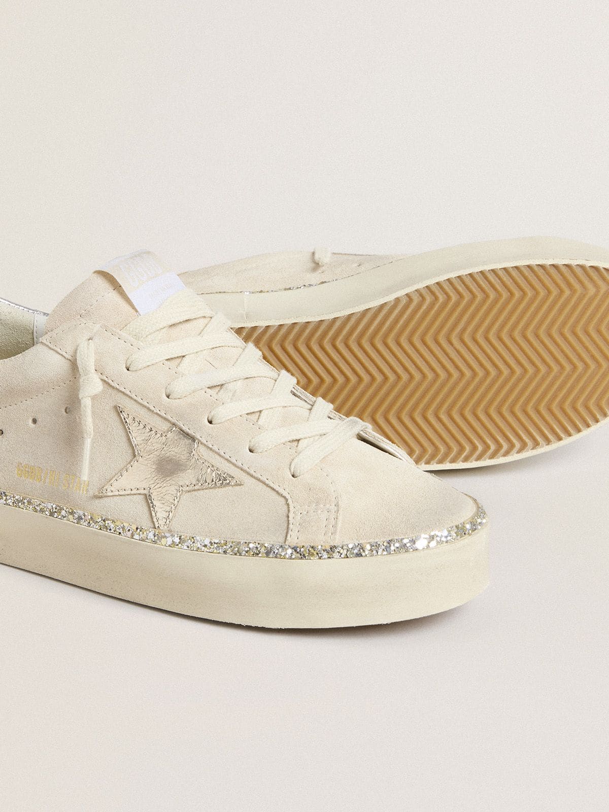 Hi Star in suede with silver metallic leather star and heel tab - Golden Goose Women