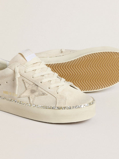Hi Star in suede with silver metallic leather star and heel tab - Golden Goose Women