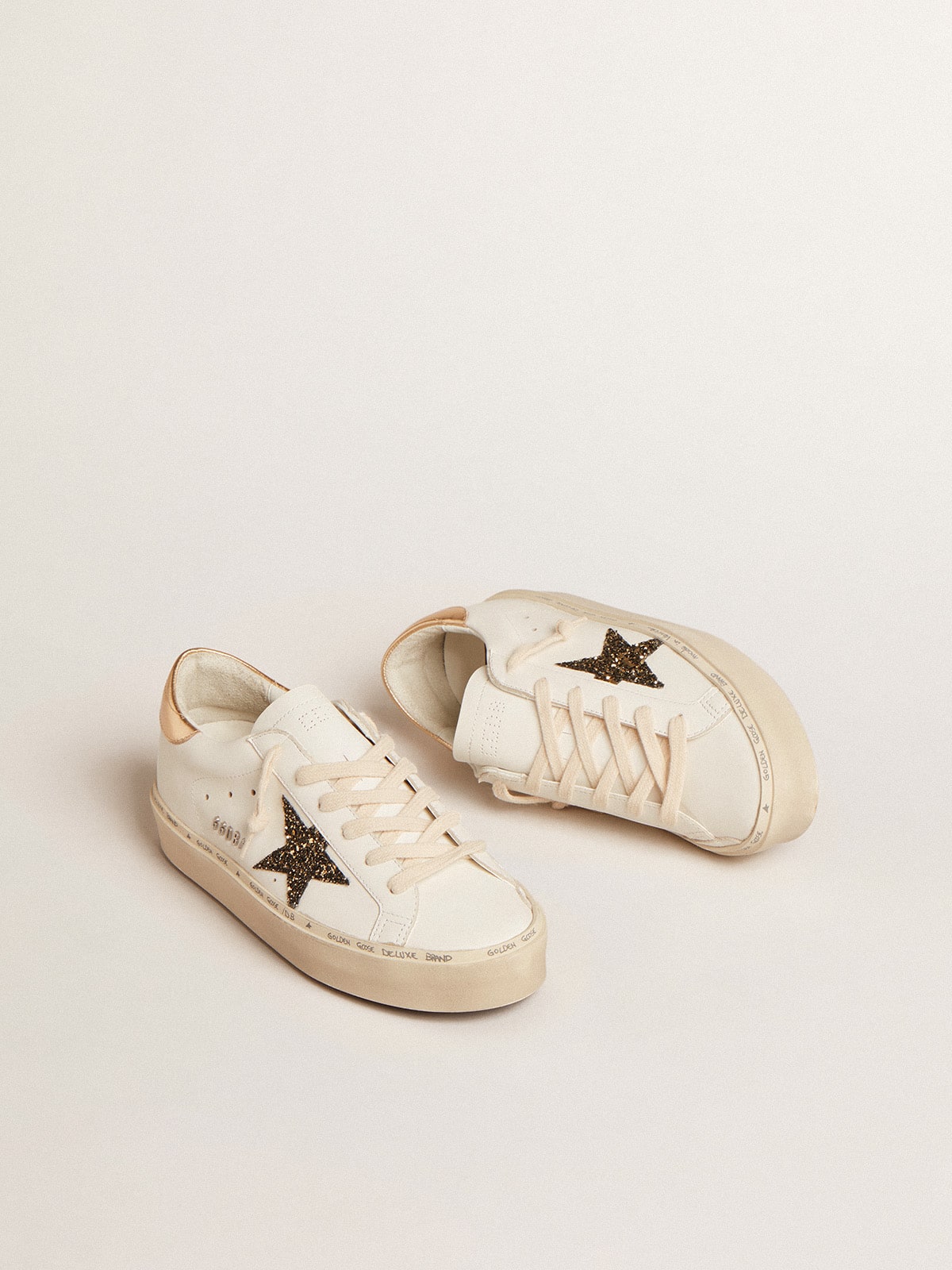 Hi Star  with black and gold glitter star and gold heel tab - Golden Goose Women