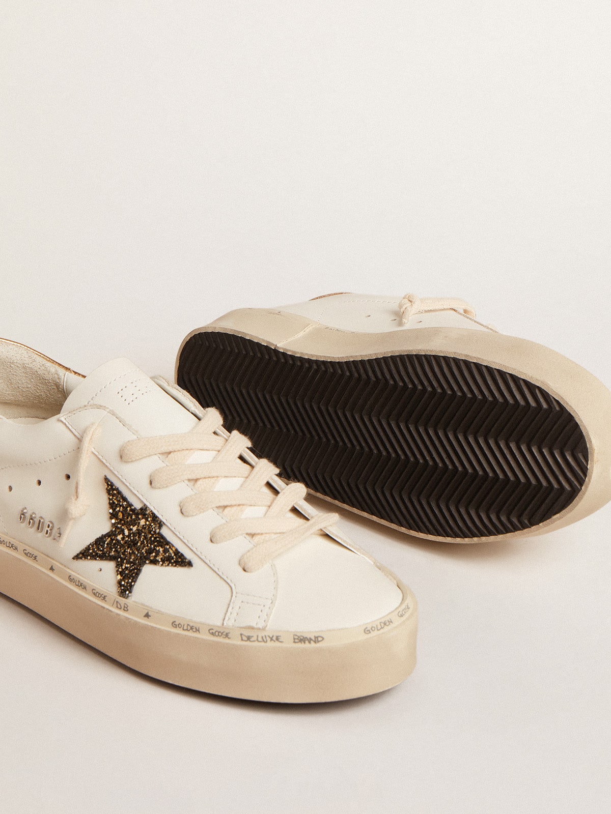 Hi Star  with black and gold glitter star and gold heel tab - Golden Goose Women