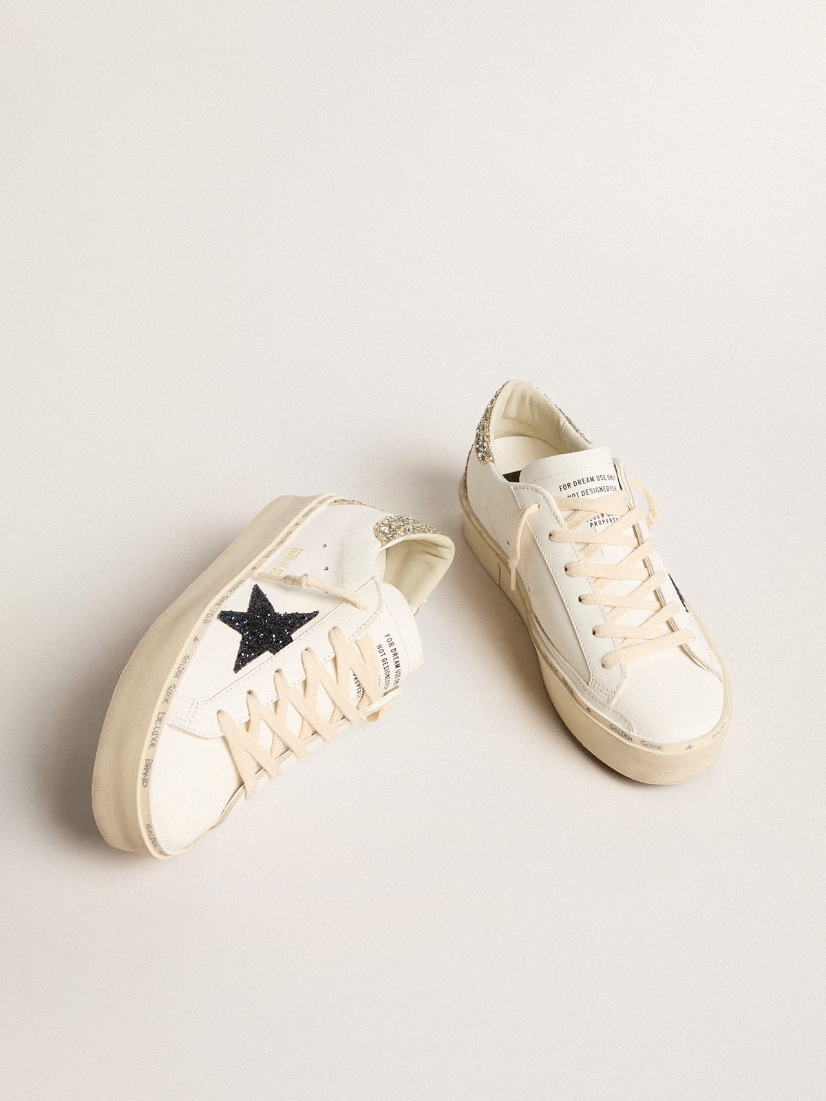 Women's Hi Star with blue glitter star and platinum glitter heel tab - Golden Goose Women