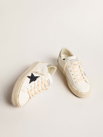 Women's Hi Star with blue glitter star and platinum glitter heel tab - Golden Goose Women