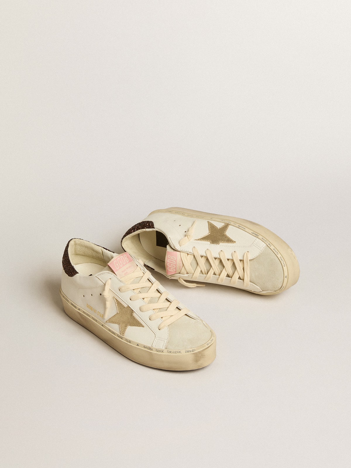 Hi Star with platinum metallic leather star and glitter heel tab - Golden Goose Women