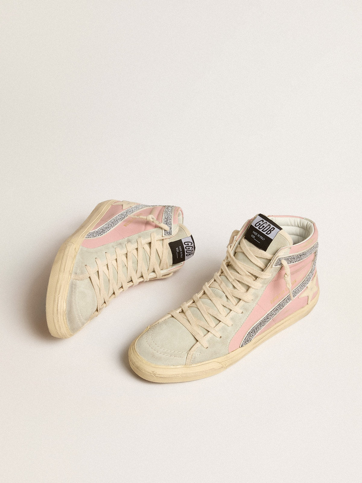 Pink Slide LTD with leather star and Swarovski crystal flash - Golden Goose Women